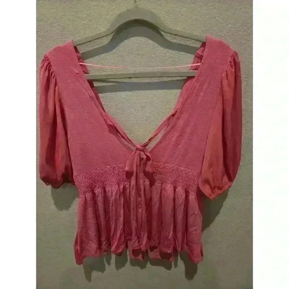 Dolan Left Coast Women's XS Pink Peplum V-Neck Sleeveless Blouse Coquette Barbie - Picture 5 of 9